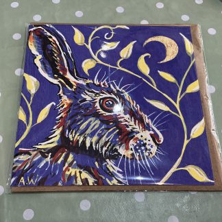 moon gazing hare card