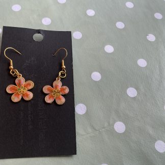 earring flower orange and gold