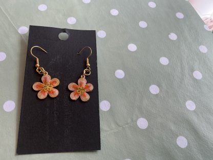 earring flower orange and gold