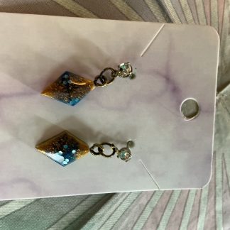 earrings blue and orange dimonds