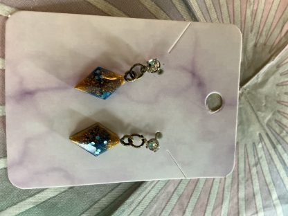 earrings blue and orange dimonds