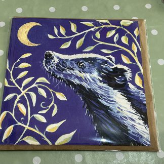 moon gazing badger card