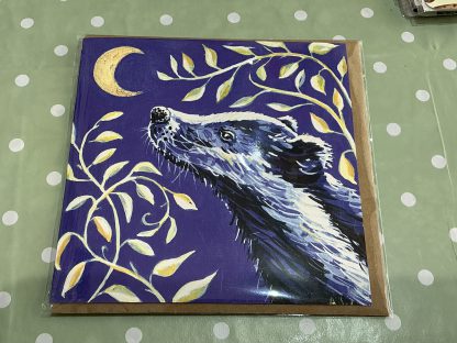 moon gazing badger card