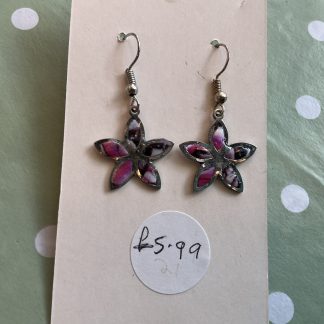Clay 5 petal purple earrings