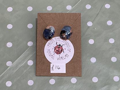 clay earrings studs blue and orange