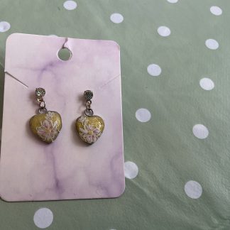 Yellow hearts with flowers
