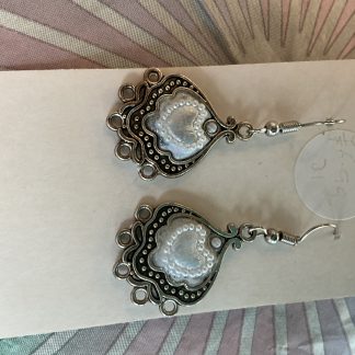 earrings white drops and hearts