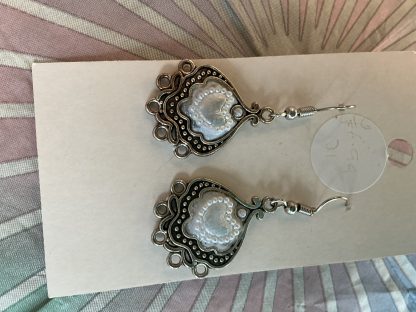 earrings white drops and hearts