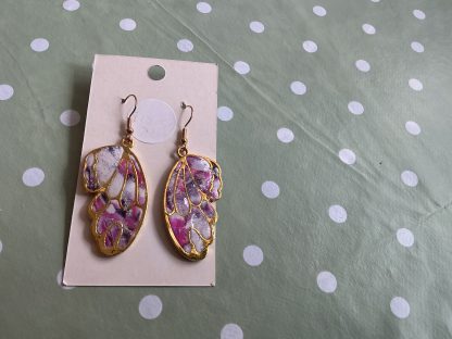 earring butterfly pink marble