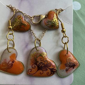 Orange cream floral hearts
