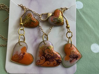 Orange cream floral hearts