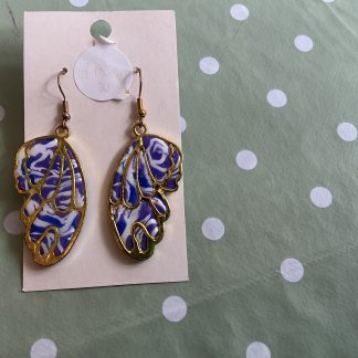 earring butterfly purple marble