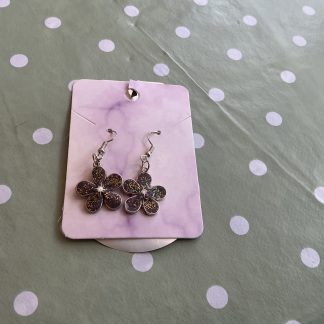 earring flower purple and gold
