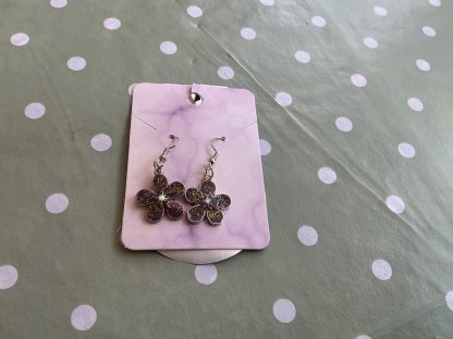 earring flower purple and gold