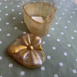 yellow heart pot with lid