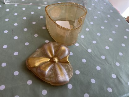 yellow heart pot with lid