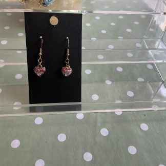 earring heart pink glitter
