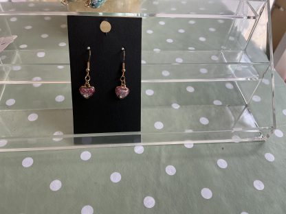 earring heart pink glitter