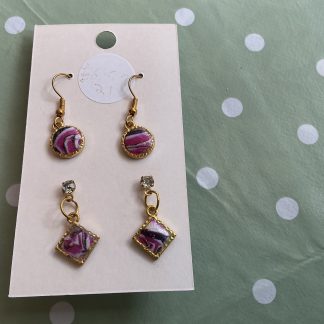 earring set 2 circles and squares