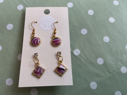 earring set 2 circles and squares