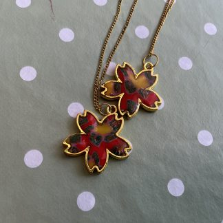 Red matrix floral necklaces