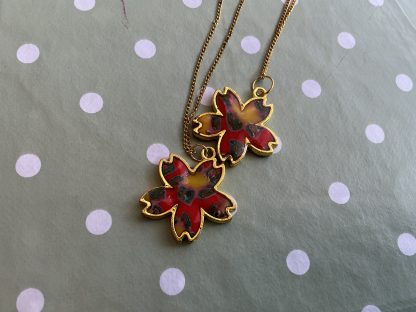 Red matrix floral necklaces