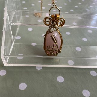Large pink quartz necklace