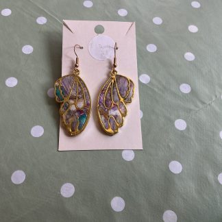 earring butterfly marble with green