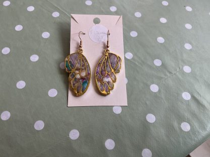 earring butterfly marble with green