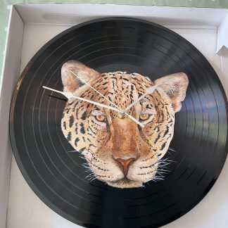 Cheetah hand-painted clock