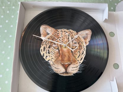 Cheetah hand-painted clock