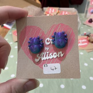 spider 3d earrings purple