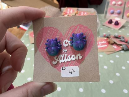 spider 3d earrings purple
