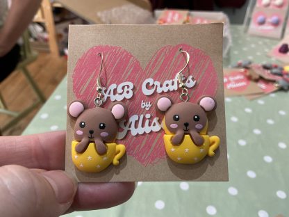 mouse in a mug earrings