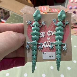 gecko 3d earrings green