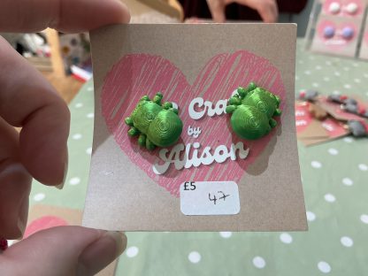 spider 3d earrings Green