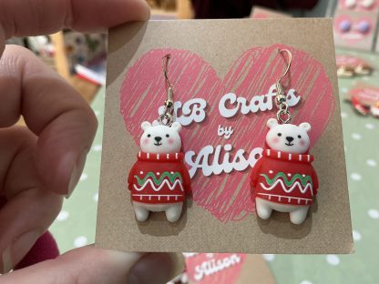 Bears in jumpers earrings