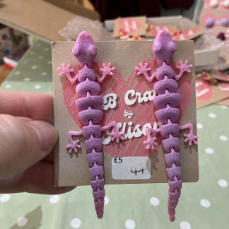 3d gecko earrings - pink