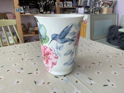 Hurrican Vase Blue bird and Flowers