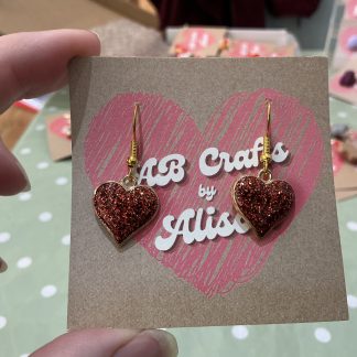 red hearts earrings